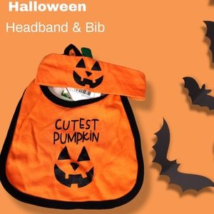 Halloween baby bib and headband set size 0 to 12 months